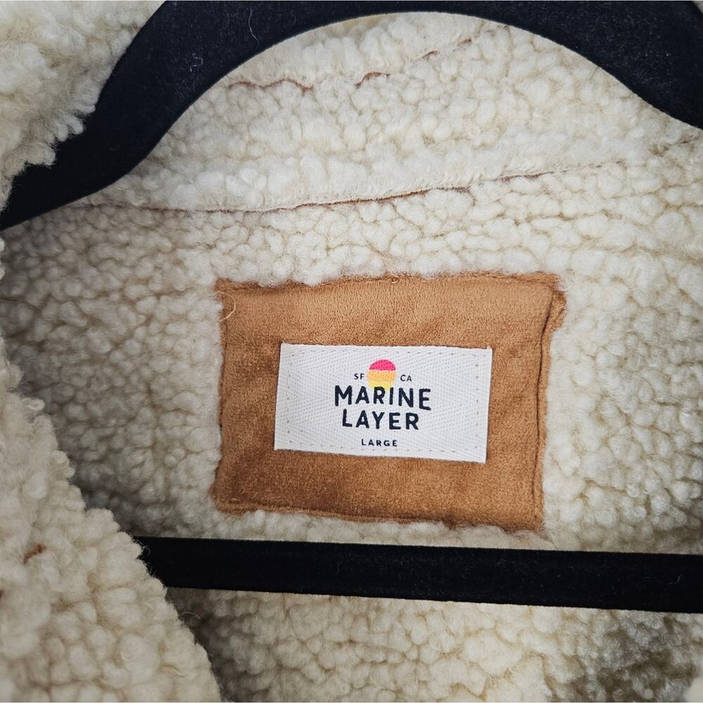 Marine Layer Chestnut Sherpa Moto Jacket L - Picture 5 of 13